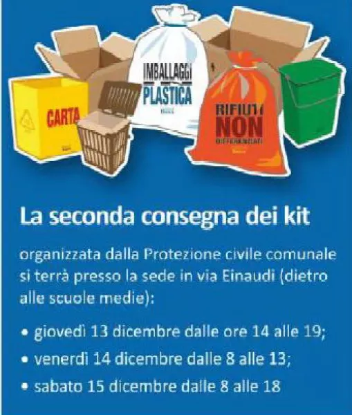 Da giovedì a sabato si distribuiscono i kit del porta a porta