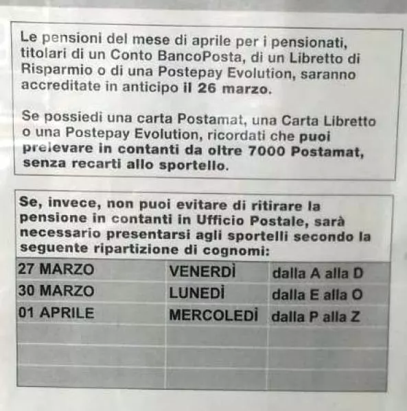 Ecco i giorni del prelievo pensioni all'ufficio di Busca: raccomandato il prelievo con bancomat