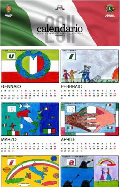 Uno dei calendari realizzati dal Lions Club Busca e Valli con i disegni dei bambini