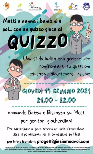 Giovedì alle ore 21 su Meet una nuovainiziativa della Cooperativa Insieme a voi insieme nell’ambito del progetto La grandezza dei piccoli