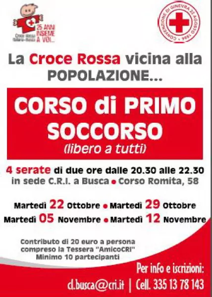 Le lezioni sono in programma il 22 ed il 29 ottobre ed il 5 ed il 12 novembre