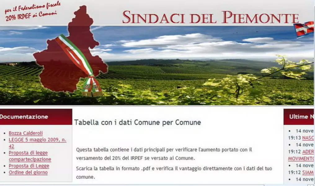 Il sito del Movimento dei Sindaci del Piemonte