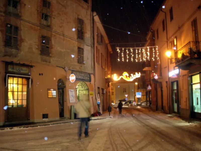 Ieri sera il centro città sotto la nevicata