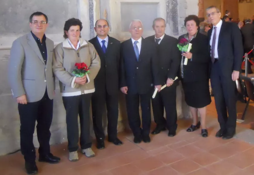 Da sinistra Marco Gallo, Franca Garino, Luca Gosso, Bruno Gallo, Pier Angelo Ferrua, Graziella Graffino, Teresio Delfino