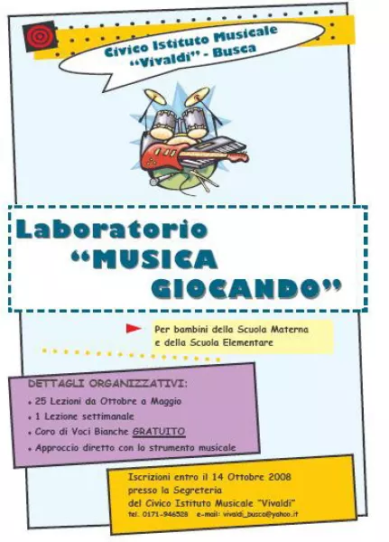 Musica giocando: il Vivaldi accoglie i più piccoli per il primo approccio con la musica e gli strumenti musicali. Gratuita la partecipazione al coro voci bianche