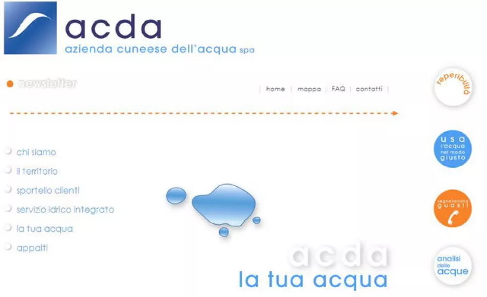 La prima pagina del sito internet dell'Acda