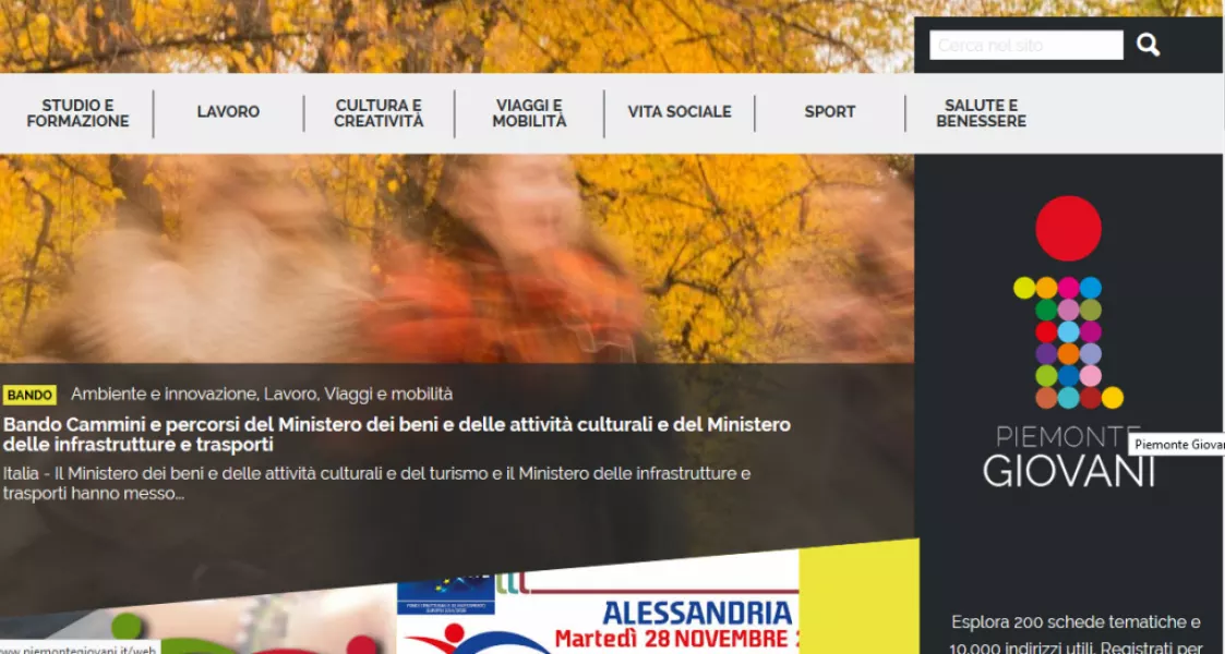 L'home page di Giovani Piemonte