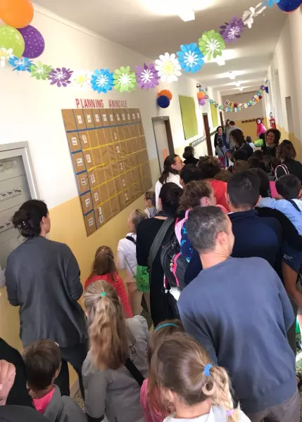 L'arrivo a scuola questa mattina a San Chiaffredo