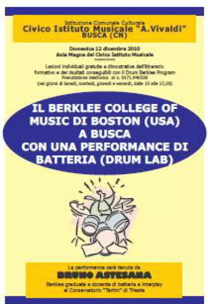 La performance sarà tenuta da Bruno Astesana, Berklee graduate e docente di Batteria e Interplay al Conservatorio Tartini di Trieste. 