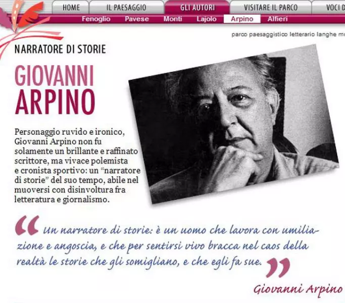 L'home-page di un sito dedicato a Giovanni Arpino