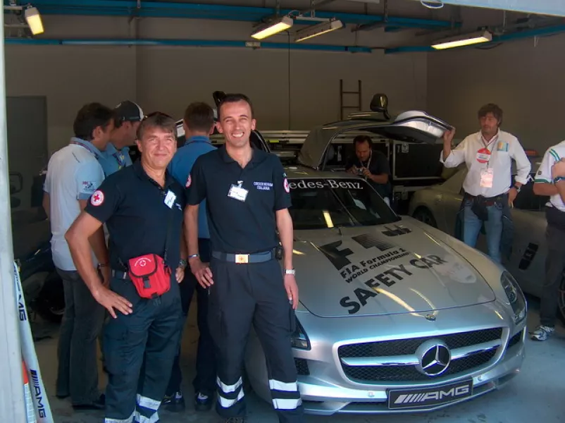 Beppe Giordana e Valter Bovetti, i due volontari della Cri di Busca in servizio a Monza