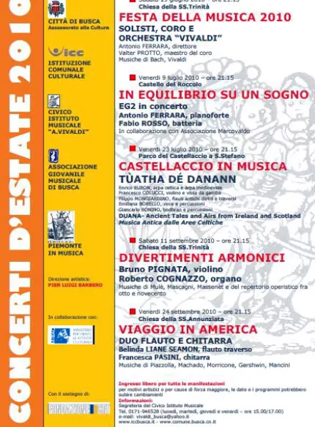 La locandina dei concerti d'estate del Vivaldi