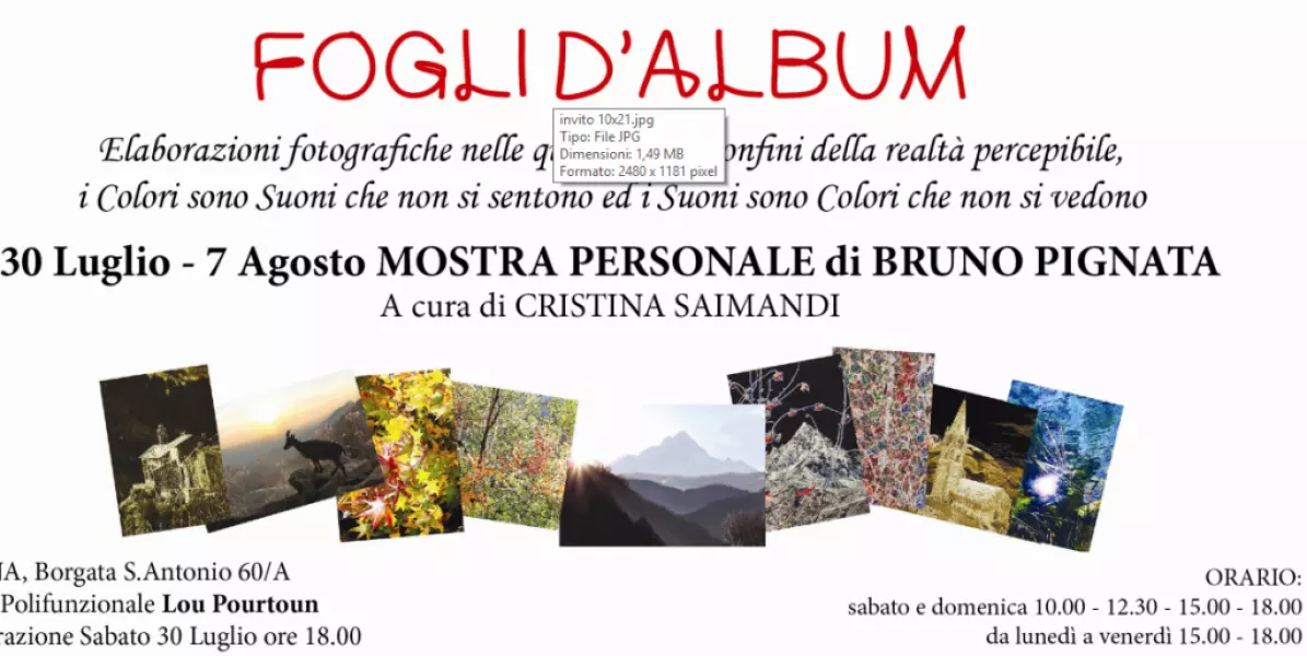 Sarà inaugurata sabato 30 luglio alle ore 18 nel centro polifunzionale “Lou Pourtoun” nella borgata Sant’ Antonio a Ostana, in valle Po, la mostra fotografica “Fogli d’Album” del violista buschese Bruno Pignata