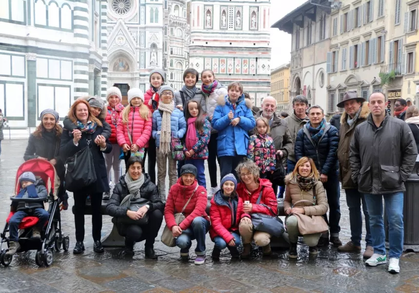 Il gruppo di allieve del corso di danza del Vivaldi con le loro famiglie a Firenze dal 25 al 28 febbraio