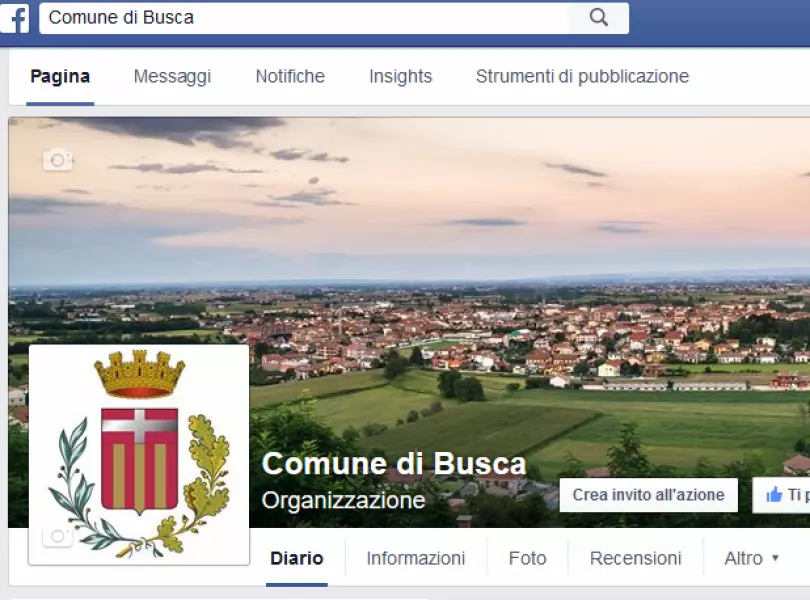 La pagina del Comune di Busca su Facebook