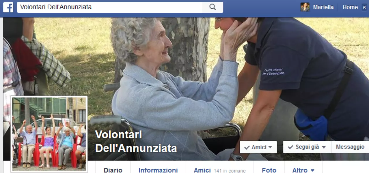 L'immagine di copertina del profilo Facebook dell'associazione Volontari dell'Annunziata