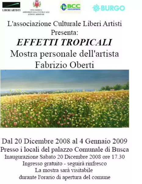 Effetti tropicali è il titolo della mostra di alcune opere di Fabrizio Oberti