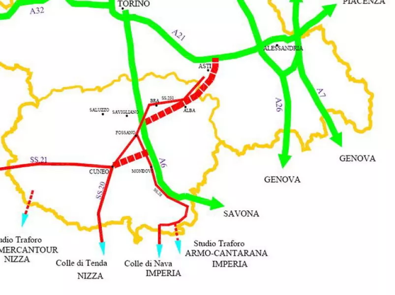 Il tracciato della Cuneo - Asti lascia ai margini il Saluzzese