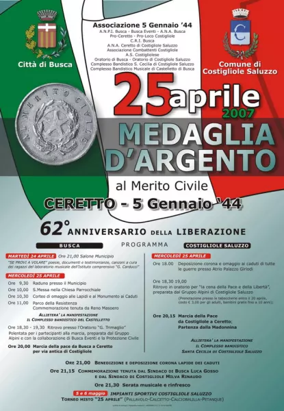 Il manifesto del programma del 25 Aprile