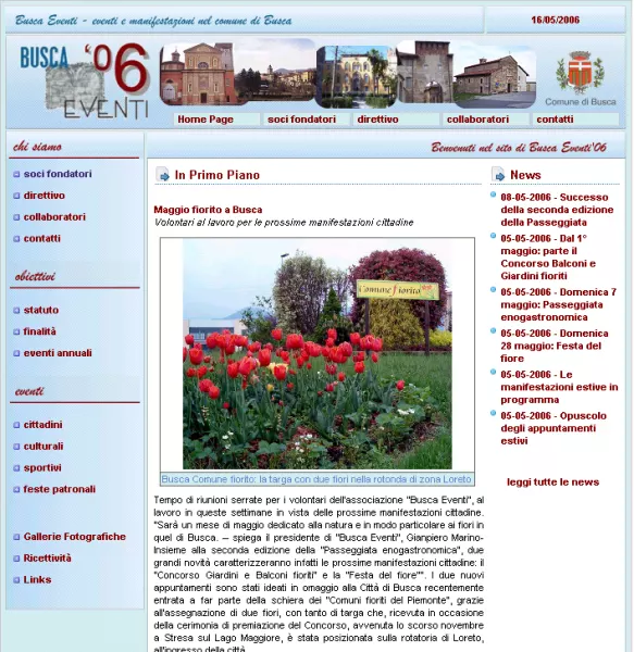 L'home page del sito Busca Eventi