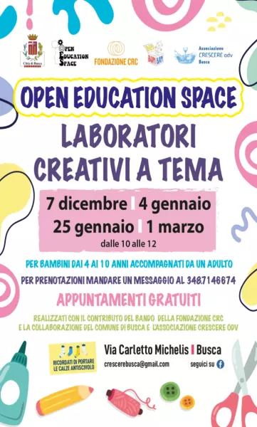 Laboratori creativi per bambini nell'Open education space
