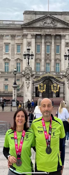 Massimo Cazzalini e  Ilaria Airoldi  dopo la Maratona di Londra