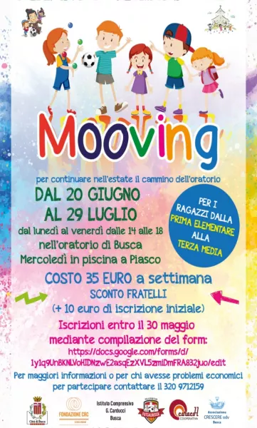 Mooving dal 20 giugno al 29 luglio