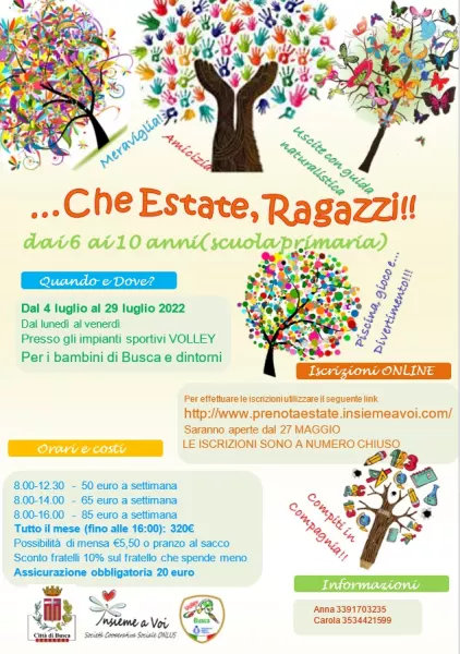 Estate-Ragazzi: le iscrizioni dal 27 maggio