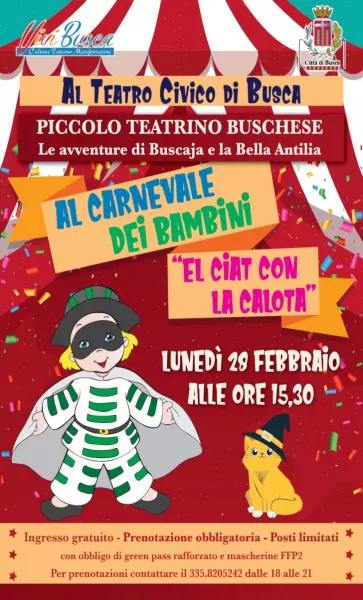 Il 28 febbraio alle 15,30 “Vivi Busca” con Cristina Demarchi e Dante Bruno propongono una commedia con i burattini