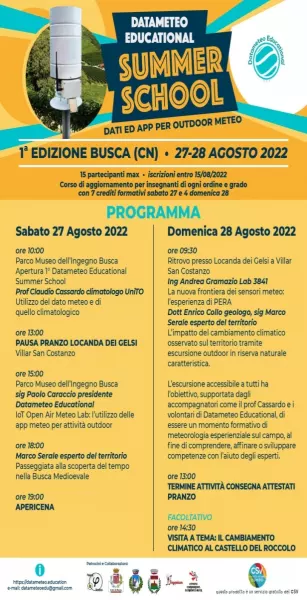 Il 27 e il 28 agosto il primo Datameteo educational summer school