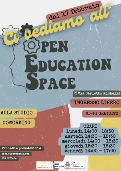 Locandina Aula studio e coworking a Open Education Space