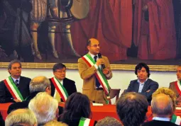 Luca Gosso durante la riunione del Movimento dei Sindaci a Padova 