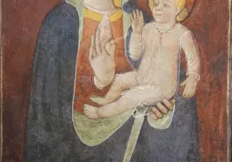 La Madonnina con il Bambino, affresco quattrocentesco dei Fratelli Biazaci da Busca, dopo il restauro