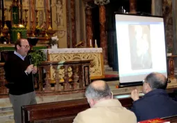 Il soprintendente Massimiliano Caldera durante la presentazione dell'intervento