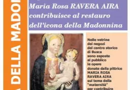 La pittrice buschese Maria Rosa Ravera Aira mette a disposizione dell'associazione La Madunina sei opere, tutte diverse e di grande formato, che rappresentano il tema della maternità 