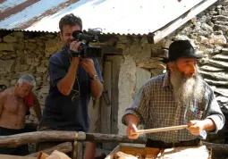 Mario Collino, in arte Prezzemolo, durante le riprese del film