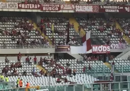 Lo striscione del Toro Club Busca allo stadio Olimpico di Torino, curva Primavera