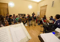 Un momento delle prove d'orchestra del Vivaldi