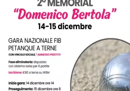 Petanque: sabato 14 e domenica 15 dicembre il memorial Bertola