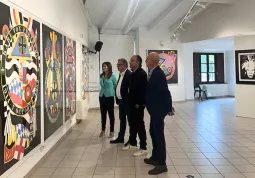 Un momento durante l'apertura della mostra a Casa Francotto