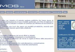 L'home page del sito internet Amos spa