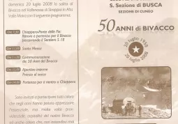 Il depliant di invito alla festa del cinquantenario realizzato dal Cai di Busca