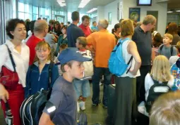 All'aeroporto poco prima della partenza, sabato 26 luglio